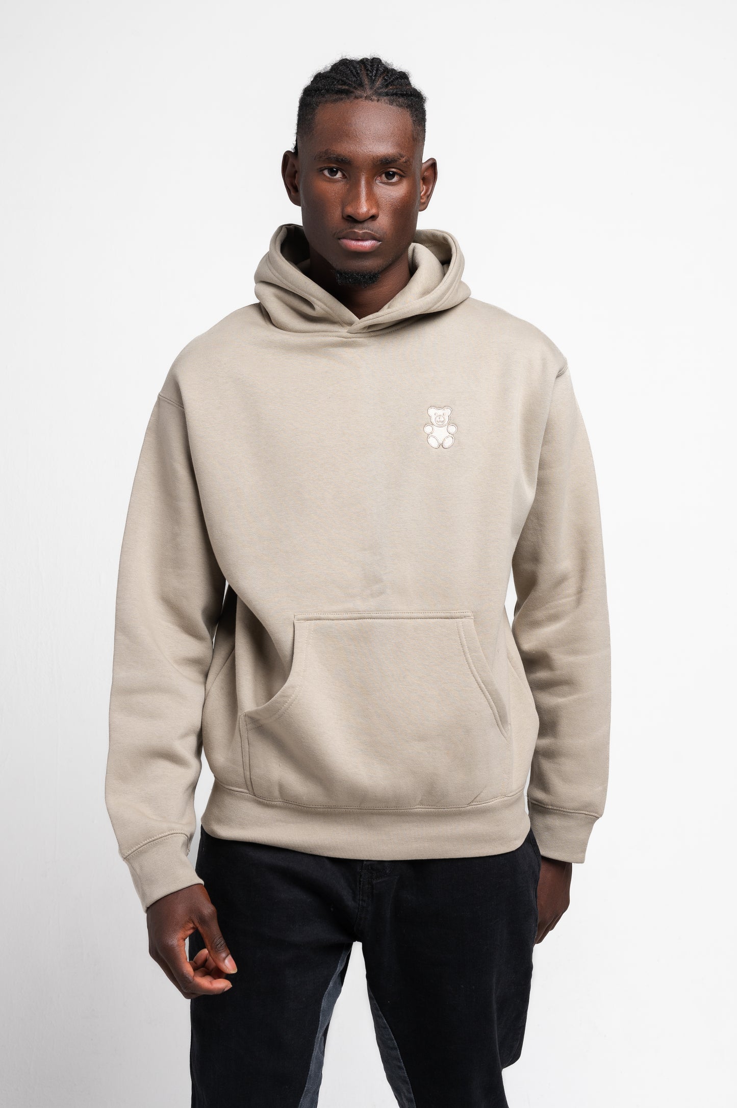 TONE ON TONE BEAR EMBROIDERY HOODIE