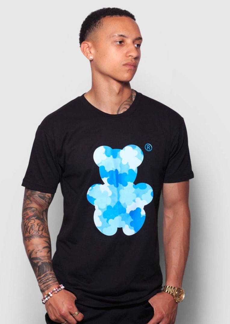 Black Shirt Camouflage Bear T-shirt Sky Blue