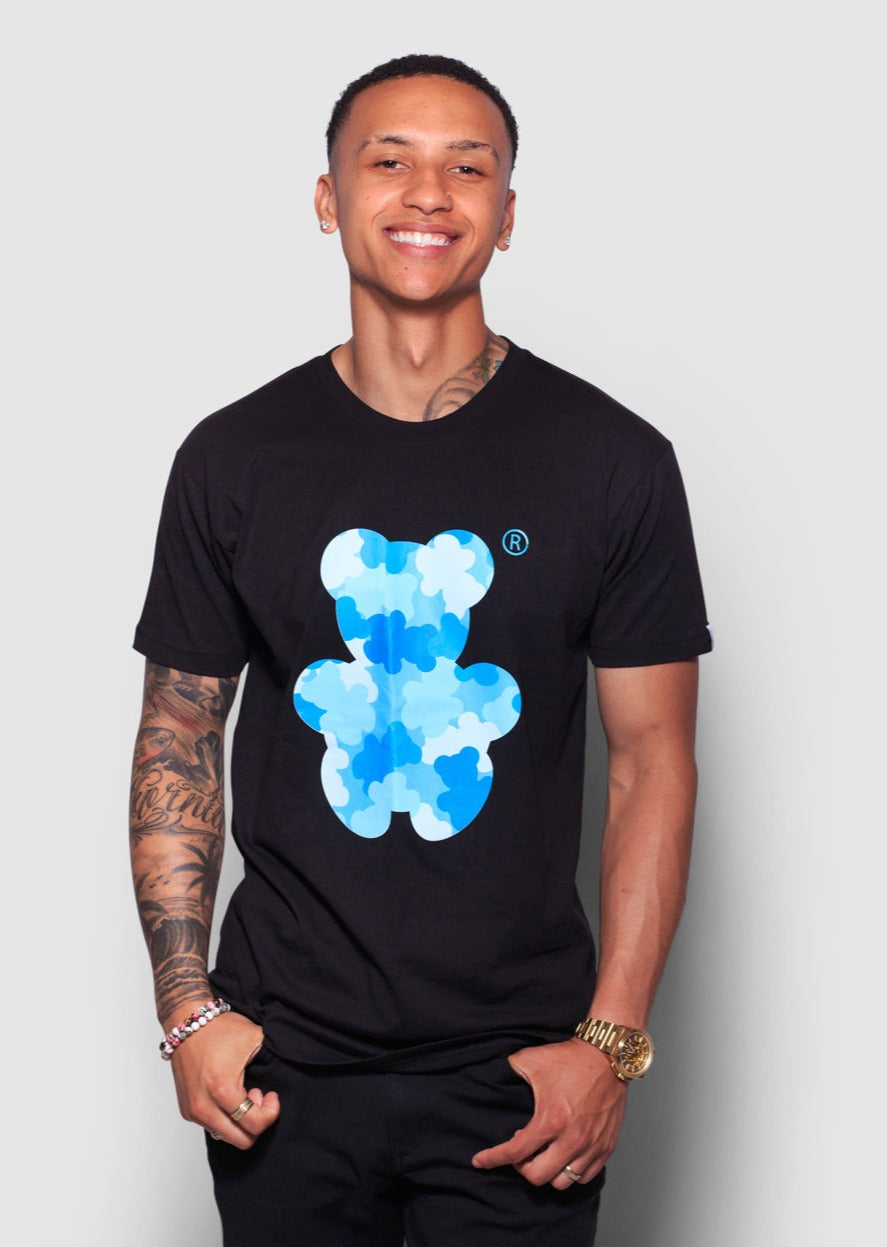 Black Shirt Camouflage Bear T-shirt Sky Blue