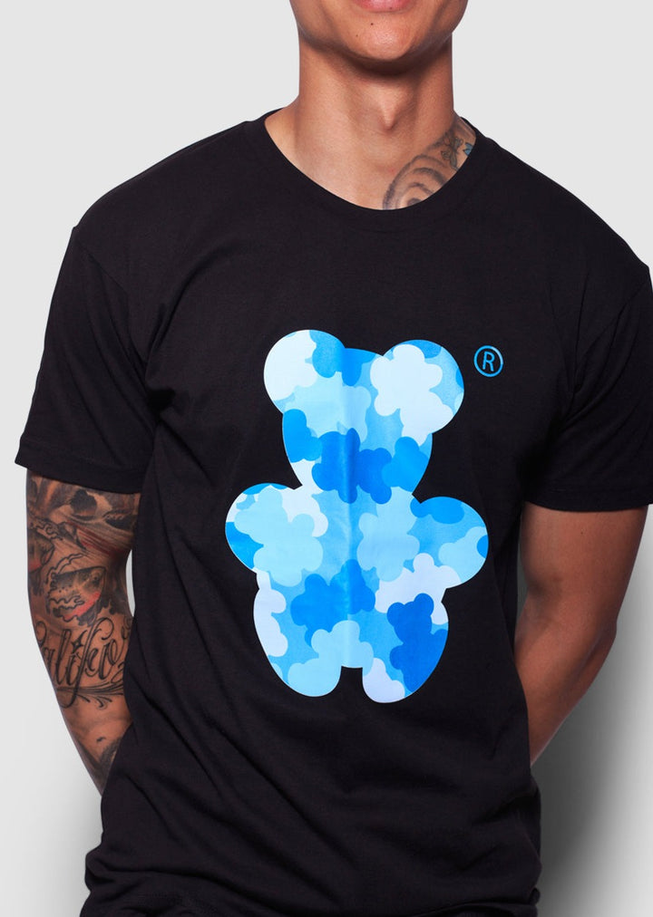 Black Shirt Camouflage Bear T-shirt Sky Blue