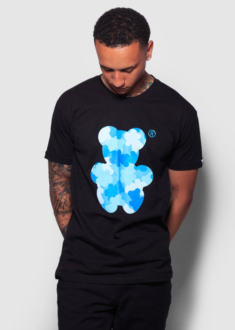 Black Shirt Camouflage Bear T-shirt Sky Blue