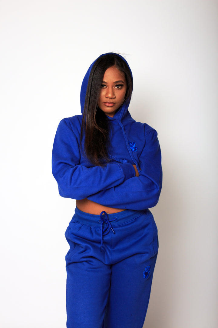 Female Crop top Blue Bear Sweatpants 