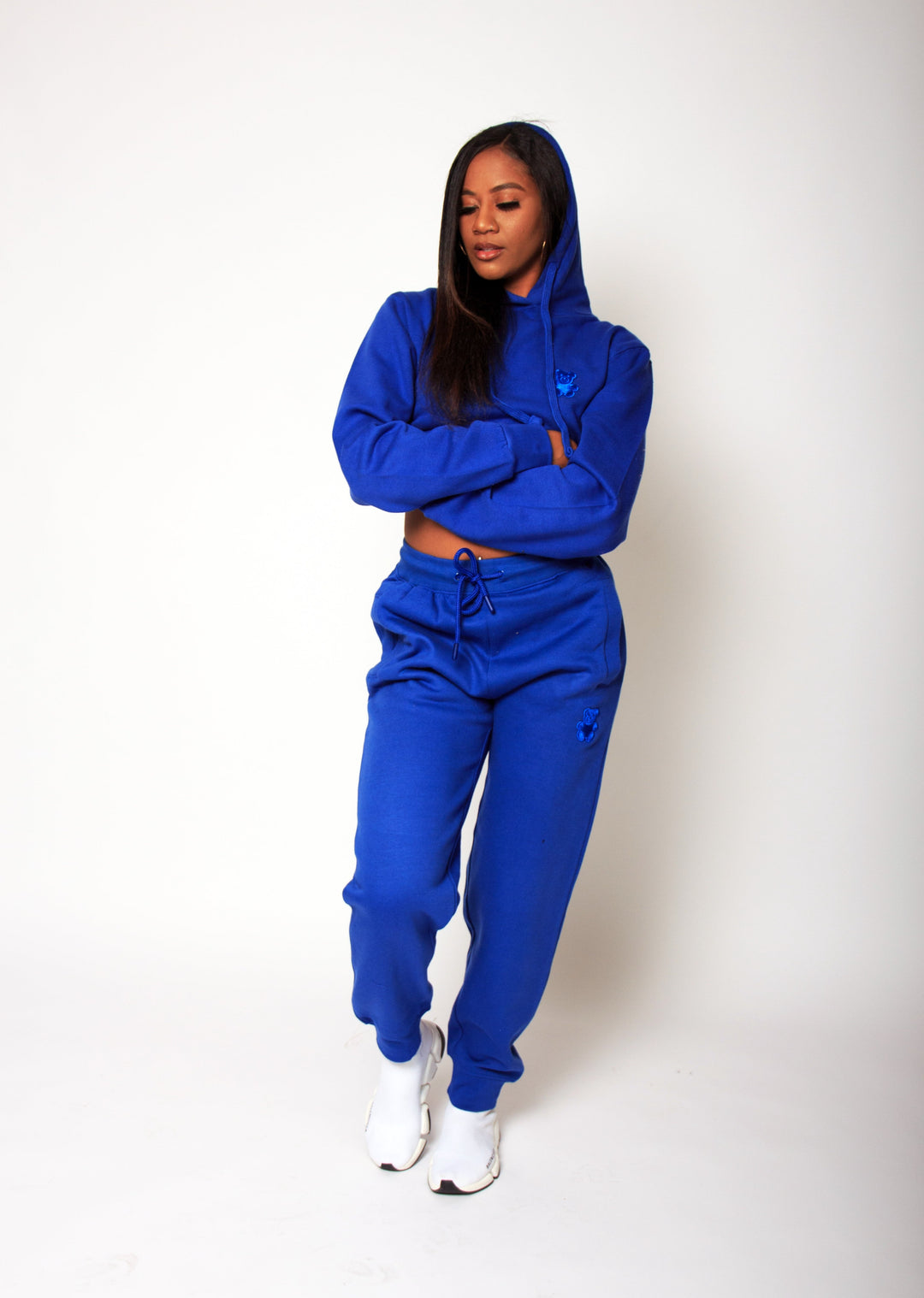 Female Crop top Blue Bear Sweatpants 