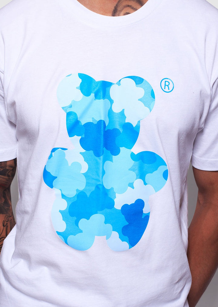 White Shirt Camouflage Bear T-shirt Sky Blue