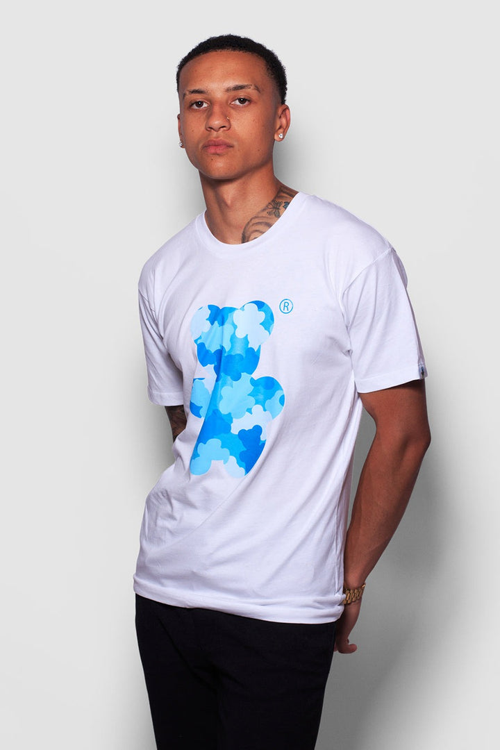 White Shirt Camouflage Bear T-shirt Sky Blue